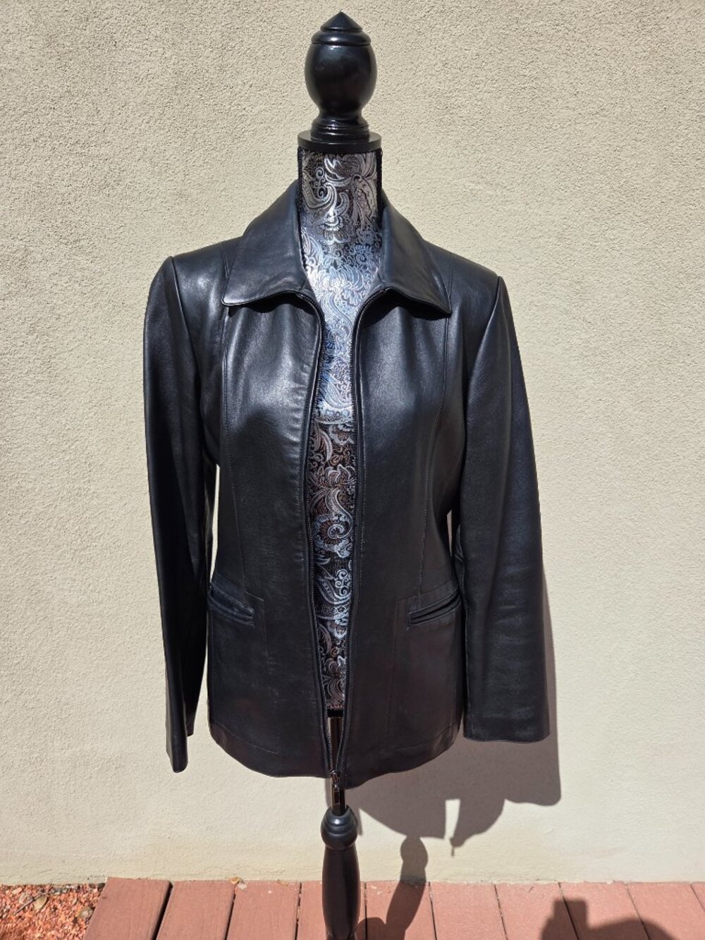 Womens Black Gallery Leather Jacket